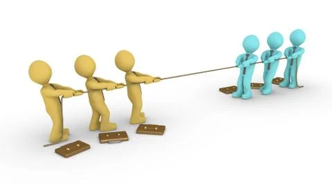 Tug of war between two teams Stock Illustration