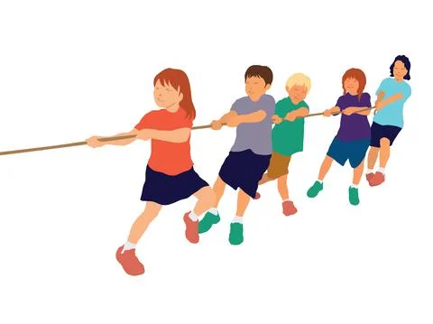 Tug of war children playing Illustrazione stock