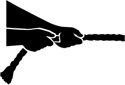 Tug of war - hands pull rope Stock Illustration