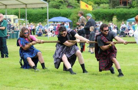 'Tug of War', Lochearnhead Highland Games, near Crieff, Scotland Stock Photos