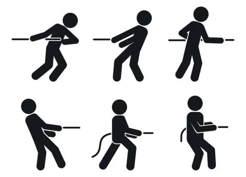 Tug of war pull icons set, simple style Stock Illustration
