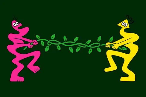 Tug of War with a Vine Stock Illustration
