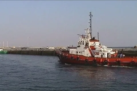 Tugboat arriving Stock Footage 110929