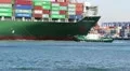 Tugboat Assisting Cargo Ship HD Footage