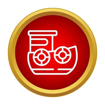 Tugboat icon in a red circle creating a simple graphic symbol Stock Illustration