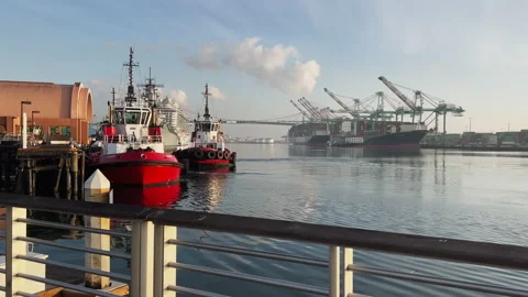 Tugboat Manuvers Into Berth Stock Footage 170271461