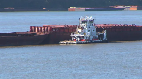 Tugboat Pulling Barge Stock Footage 33604156