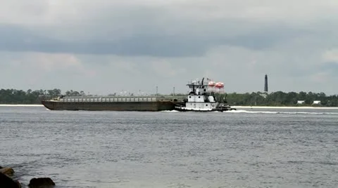 Tugboat Pushing Barge Stock Footage 11191166