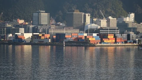 Tugboat returning to port Stock Footage 114391293