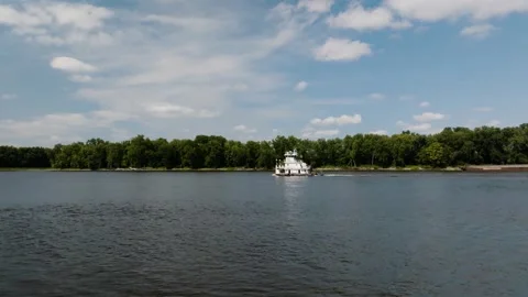 Tugboat on river Video stock 282559131