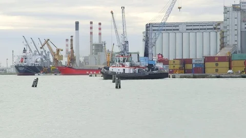 Tugboat On Route_Mid Shot Stock Footage 84998908
