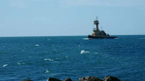 Tugboat with tower pilot house Stock Footage 288504111
