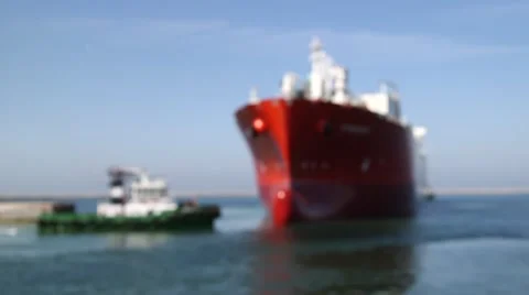 Tugs Bring The Ship In The Harbor Stock Footage 63988597