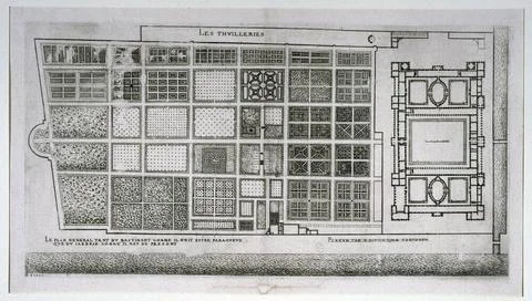 Tuileries: The GENERAL PLAN OF THE BUILDING - As it must be completed - th... Fotos de archivo