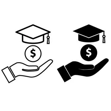 Tuition assistance icon. Tuition support sign. Student support with money Stock-Illustration