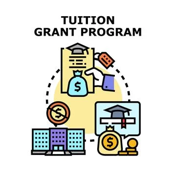 Tuition grant program providing financial help for education Stock Illustration