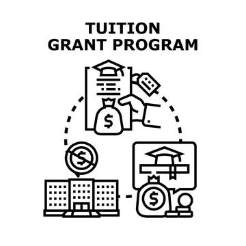 Tuition grant program providing financial help for education Illustration