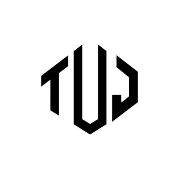 TUJ letter logo design with polygon shape. TUJ polygon and cube shape logo .. Stock Illustration