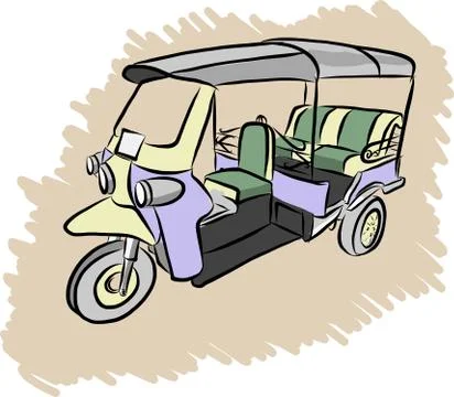 Tuktuk vector sketch Stock Illustration