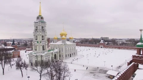 Tula Kremlin in winter aerial view 05.01.2017 Stock Footage 71220005