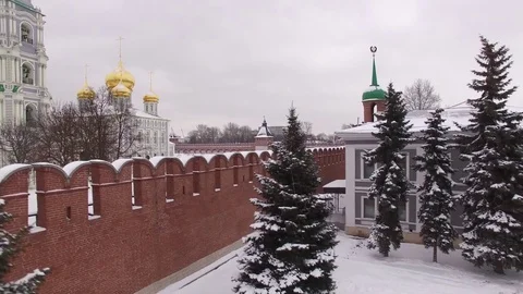 Tula Kremlin in winter aerial view 05.01.2017 Stock Footage 71220141