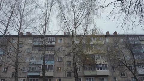 Tula region, typical courtyard of a panel apartment building Video stock 236028402