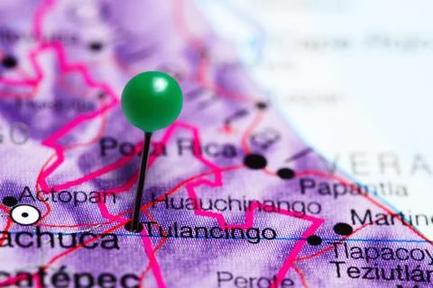 Tulancingo pinned on a map of Mexico Foto stock