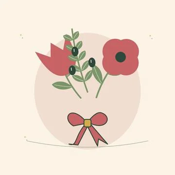 Tulip and anemone spring inspired bouquet. Decorative botanical arrangement w Stock Illustration