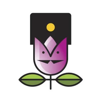 Tulip with face in color Stock Illustration