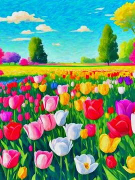 Tulip field. Stock Illustration