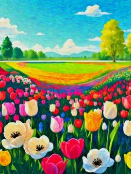 Tulip field. Stock Illustration