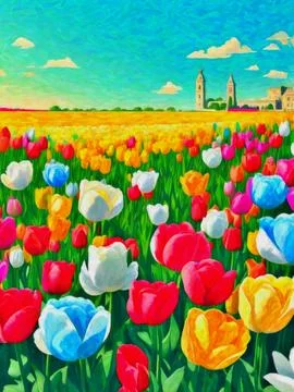Tulip field. Stock Illustration