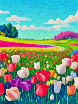 Tulip field Stock Illustration