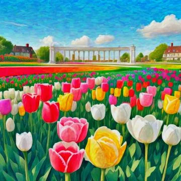 Tulip field Stock Illustration
