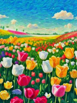 Tulip field Stock Illustration