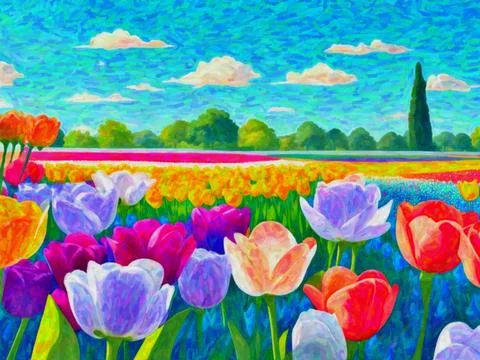 Tulip field Stock Illustration
