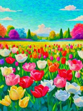 Tulip field Stock Illustration