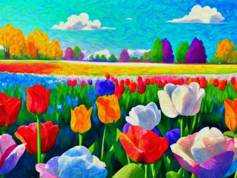 Tulip field Stock Illustration