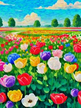 Tulip field Stock Illustration