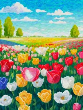 Tulip field Stock Illustration