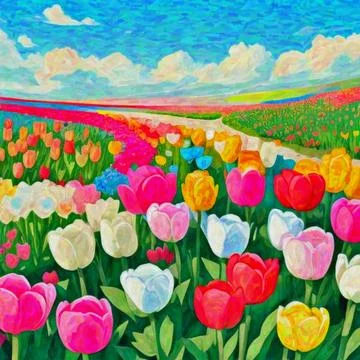 Tulip field Stock Illustration