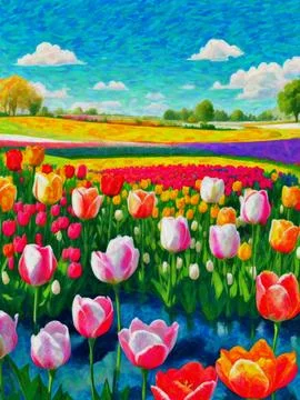 Tulip field Stock Illustration