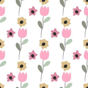 Tulip floral seamless pattern. Vector stock illustration. Stock Illustration