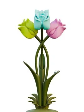 Tulip Flower 3D Design Element Illustrazione stock