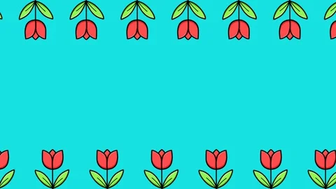 Tulip Flower Border Loop Animation Opposite Motion Vídeos de archivo 330090673