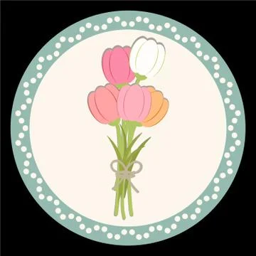 Tulip flower on circle background 스톡 일러스트
