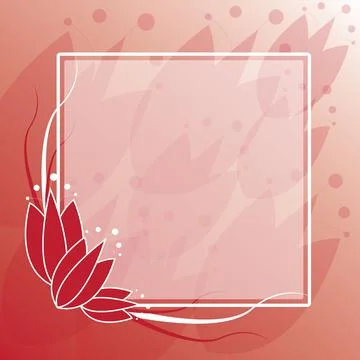 Tulip flower red background with frame design Stock Illustration