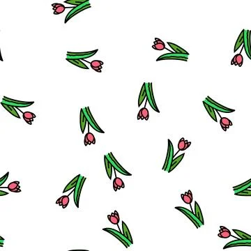 Tulip flower spring vector seamless pattern Stock Illustration