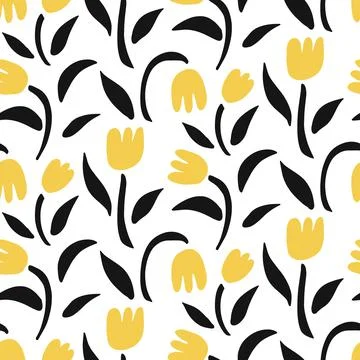 Tulip flower vector seamless pattern Stock Illustration