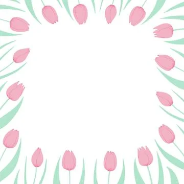 Tulip flowers frame, border Stock Illustration